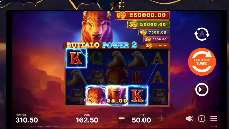 Buffalo Power demo higher bet win screenshot