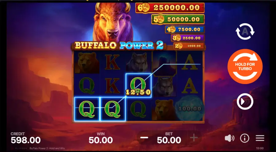 Buffalo Power demo line win screenshot