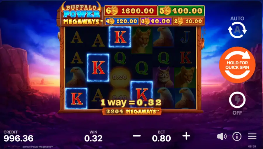 Buffalo Power Megaways symbol win screenshot