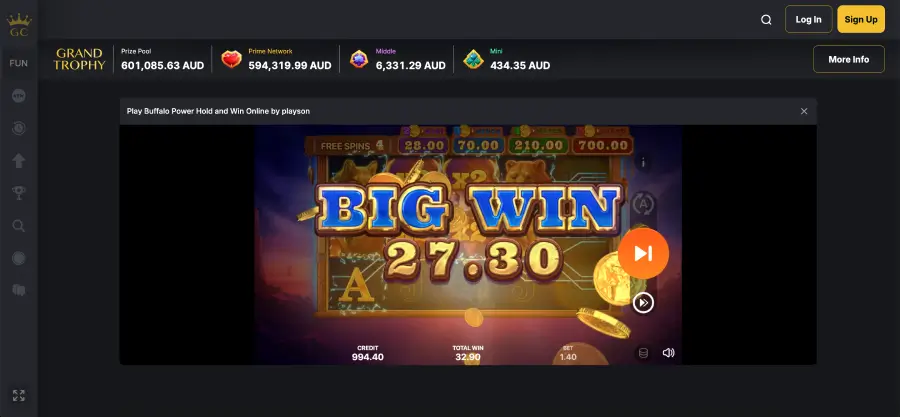 Golden Crown Casino Buffalo Power game screen
