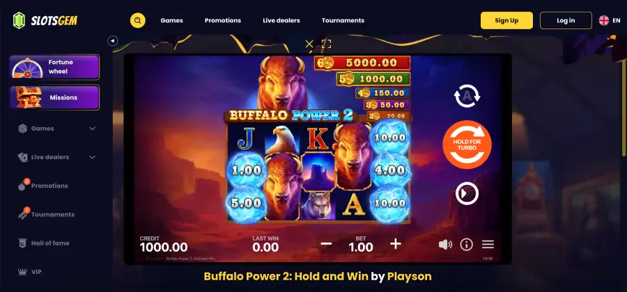 Buffalo Power 2 at SlotsGem Casino