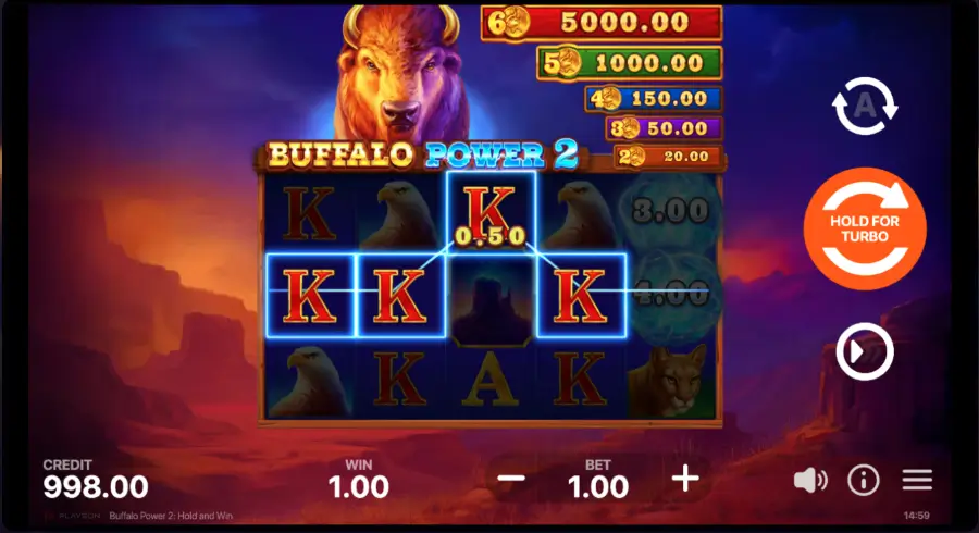 Buffalo Power 2 slot win screen example Buffalo Power 2 slot win screen example