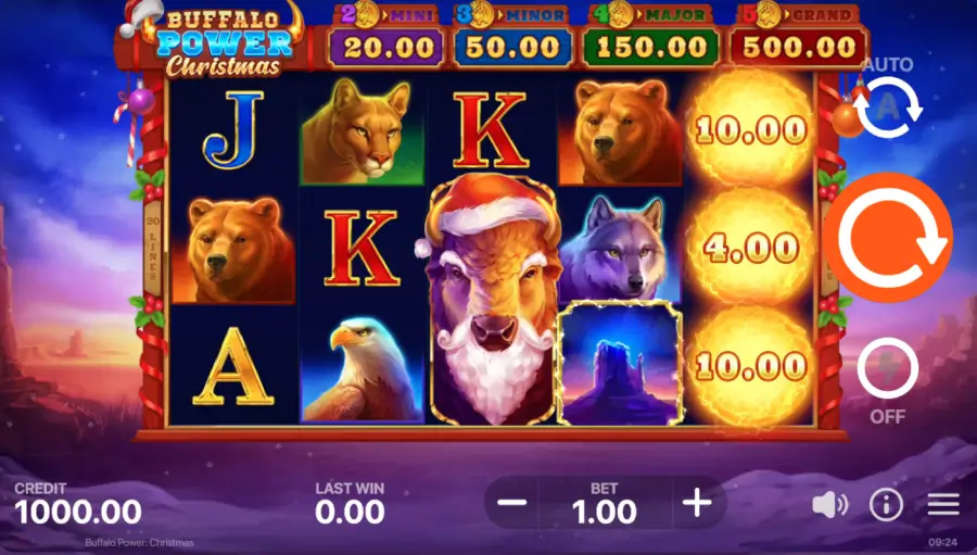 Buffalo Power Christmas slot gameplay reels